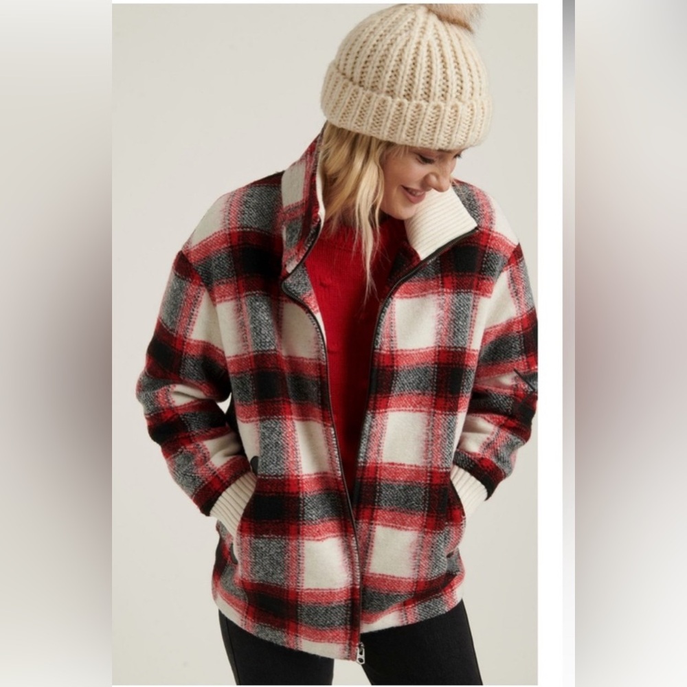 Buffalo Plaid oversized bomber jacket